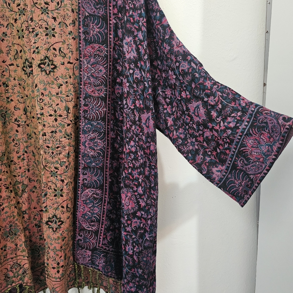Bohemian Embroidered Kimono Paisley Open Cardigan S/M - Picture 8 of 16